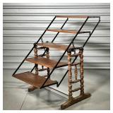 Bryan Novelty metamorphic display shelving unit- a converting shelf / table, with five oak open shel