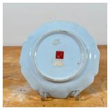 partial transferware plates with hand-painted embellishments and with gilt highlights, red character