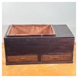 JAPANESE HIBACHI, 19th CENTURY  | Carved wood frame with two drawers and having a copper insert- h. 