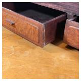 JAPANESE HIBACHI, 19th CENTURY  | Carved wood frame with two drawers and having a copper insert- h. 