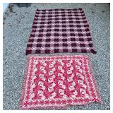 (2pc) HANDMADE BLANKETS  | Vintage hand woven blankets in overall red threads, ideal for decorative 