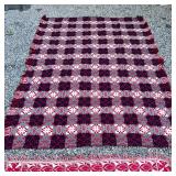 Vintage hand woven blankets in overall red threads, ideal for decorative use - 86 x 67 in. (largest)