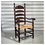 19th CENTURY BREWSTER CHAIR  | Ladder back, sausage turnings, open tapered hand holds, rush seat - h