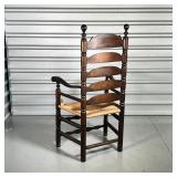 19th CENTURY BREWSTER CHAIR  | Ladder back, sausage turnings, open tapered hand holds, rush seat - h