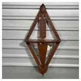 FOLK ART WALL SHELF  | Single wall shelf on a carved openwork diamond-form frame, American, late 19t