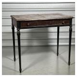 UNUSUAL METAL TABLE  | Federal style, having a single drawer over fluted tapering legs- the entire t