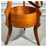 shaker-style baskets mounted as a stand / side table on tripod base with top bail handle; each baske