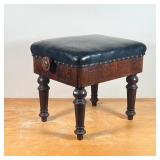 ADJUSTABLE LEATHER STOOL  | Brooks Limited, London arts & crafts satinwood piano stool, having a pad