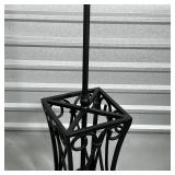 WROUGHT IRON COAT RACK  | Having four hooks, a ball finial, and a lower section umbrella stand - h. 