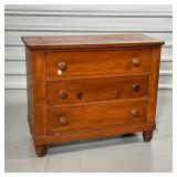 SMALL COUNTRY CHEST of DRAWERS  | Having three full with drawers with turned wood pulls - 27-1/2 x 3