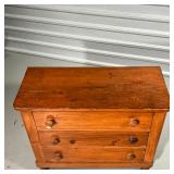 SMALL COUNTRY CHEST of DRAWERS  | Having three full with drawers with turned wood pulls - 27-1/2 x 3