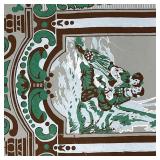 1920s, original wallpaper pattern painting, gouache on paper, showing the amorous couple in a landsc