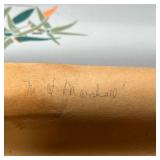 blue and yellow flowers on a blue background, with lower color blocks, signed on verso; subject 25 x