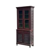 ANTIQUE BOOKCASE CABINET  | Of two-piece construction, the top section with paneled glazed doors, th