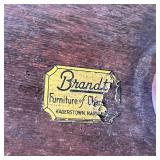 Vintage American dumbwaiter / three-tiered stand, of nicely figured dark wood with fluted column and