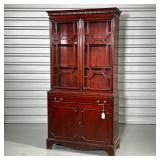 FINE MAHOGANY CHINA CABINET  | Having two glazed doors before two shelves, over a full-width drawer 
