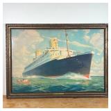 CHROMOLITHOGRAPH of SS BREMEN  | Original lithograph in colors on textured paper of German ocean lin