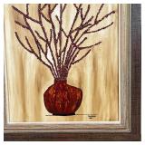 branches in a vase before an abstract background by Vincent Fulgenzi, signed and dated 1963 lower ri