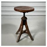 ADJUSTABLE OAK STOOL  | Some separations - h. 23 x dia. 13-1/2 in.