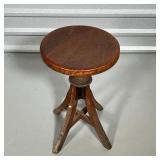 ADJUSTABLE OAK STOOL  | Some separations - h. 23 x dia. 13-1/2 in.