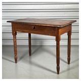 COUNTRY GRAIN PAINTED TABLE  | Having a single drawer with wood pull, over-turned legs with ring tur