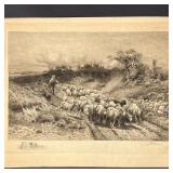 P. MORAN SHEPHERD ENGRAVING | Peter Moran, pencil signed lower right and signed in the plate - w. 23