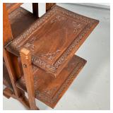 tabletop serving stand, of the Arts & Crafts Period, having five tiers that fold away, with allover 