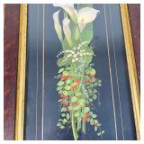 FRAMED ORCHIDS PRINT  | Vintage print of white orchids, matted and framed - 32-1/2 x 15-1/2 in. (fra