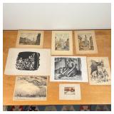 (8pc) ENGRAVINGS & LITHOGRAPHS  | Including two lithographs by Charles Huard, pencil signed - 19 x 1