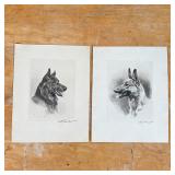 engravings of dog portraits, each pencil signed lower right, one stamped on verso, "MADE IN FRANCE /