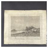 W.C. BAUER ENGRAVING ON VELLUM  | Pencil signed lower right - w. 20 x h. 15-3/4 in. (sheet)