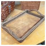 wall hanging basket, and a larger carrying basket with metal reinforced handle (h. 15-1/2 x w. 19-1/