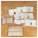 COLLECTION LACE & FABRIC  | Including musician patches (4-3/4 x 7-3/4 in.), small rooster patches, a