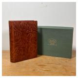 BRUSCOLI LEATHER ORGANIZER  | Tooled brown leather pocket organizer, gilt stamp mark on inside cover