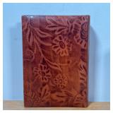 Tooled brown leather pocket organizer, gilt stamp mark on inside cover, in original box, with page i