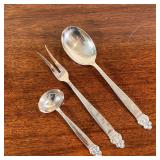 (3pc) T.H. MARTINSEN STERLING SERVING PIECES  | Including a serving spoon, pickle tongs, and a cream