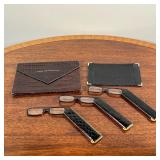 (5pc) MISC. LEATHER ITEMS  | Including a crocodile photograph case (Smythson London), a miniature bl