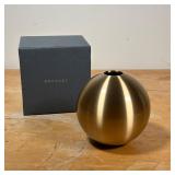 NOUSAKU SPUN BRASS VASE  | Japanese spun metal vase in original box - l. 6 x w. 6 x h. 6 in. (box)