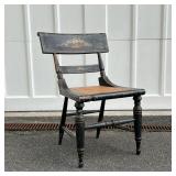 ANTIQUE PAINTED FANCY CHAIR  | The backrest painted with a floral spray, newer caning - 18.5 x 21 x 