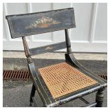 ANTIQUE PAINTED FANCY CHAIR  | The backrest painted with a floral spray, newer caning - 18.5 x 21 x 