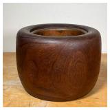 JAPANESE WOOD BOWL  | Incredible bowl of nicely figured wood, hand carved, with copper insert - h. 9