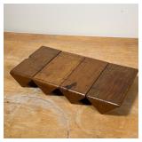 miniature tool box with medial handle and an open box with cigar joinery