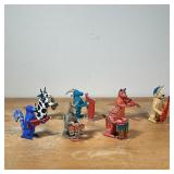 (4pc) CALIXTO CARVED & PAINTED FIGURES  | Carved and painted wood animal figures, signed on the bott
