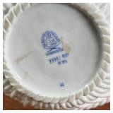 HEREND LACE BOWL  | Reticulated bowl with flower in the center and blue mark on the bottom - dia. 5 