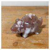 (3pc) MISC. DECORATIVE ITEMS  | Including a rose quartz animal and two dog-form napkin holders - h. 