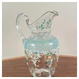 JEWELED & PAINTED GLASS PITCHER  | Gilt, jeweled, and painted pitcher - h. 11 in.