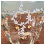 JEWELED & PAINTED GLASS PITCHER  | Gilt, jeweled, and painted pitcher - h. 11 in.