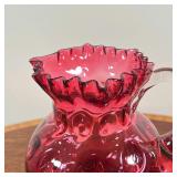 (3pc) COLORFUL BLOWN GLASS  | Including a textured pitcher, a purple vase, and a green glass beaker 