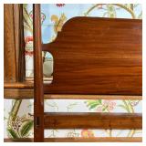 QUEEN PENCIL POST BED FRAME  | Queen sized wooden bedframe, signed "DFL" - l. 86 x w. 63 x h. 81 in.