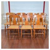 (7pc) ANTIQUE MAPLE SIDE CHAIRS  | Urn form splats with new caning - l. 18 x w. 18 x h. 33 in.